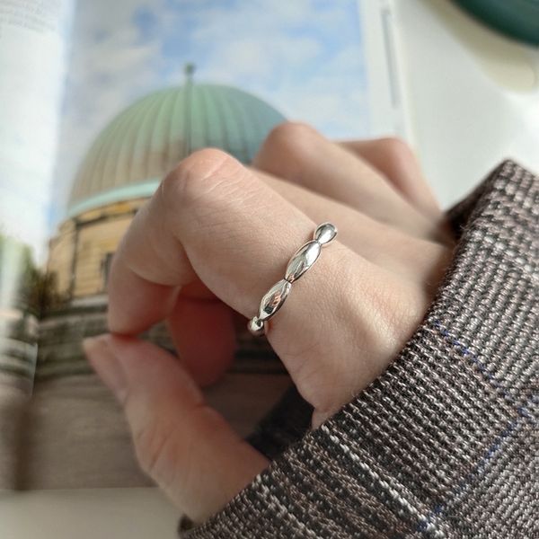 

louleur 925 sterling silver olive rings silver minimalist texture 2019 new korea open rings for women fashionable jewelry gift, Golden;silver