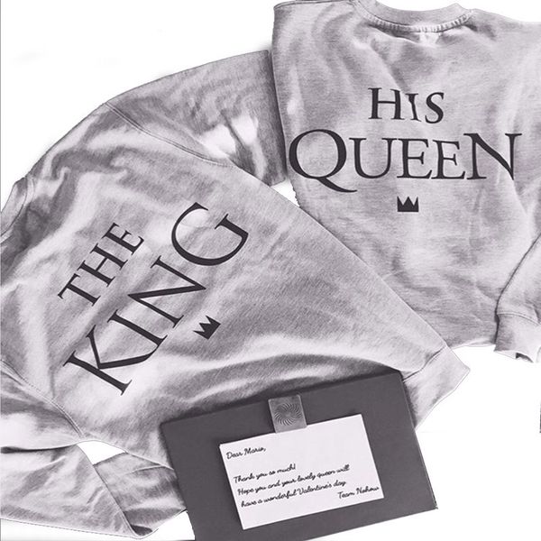 

женщин дизайнер король королева плюс бархат письмо печати с длинным рукавом свитер любителей куртка womenyxef, Black;brown