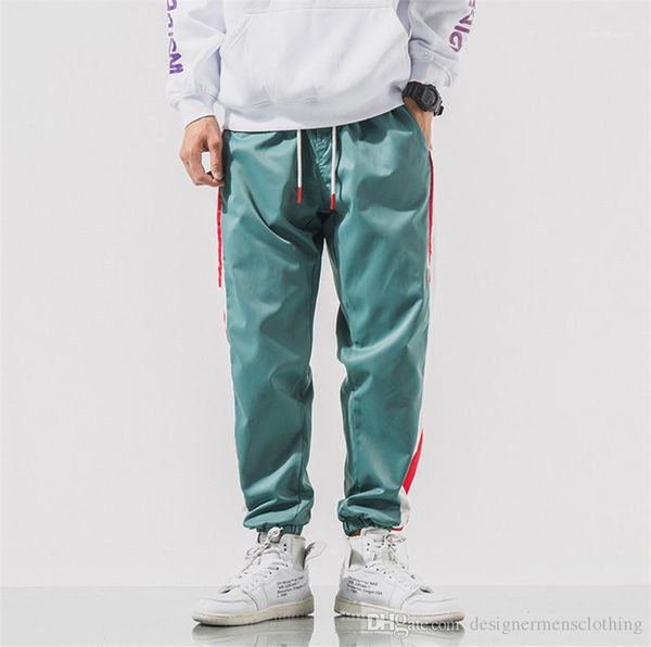 

pants fashion drawstring mens trousers letter striped mens designer pants patchwork color sports loose long mens pencil, Black