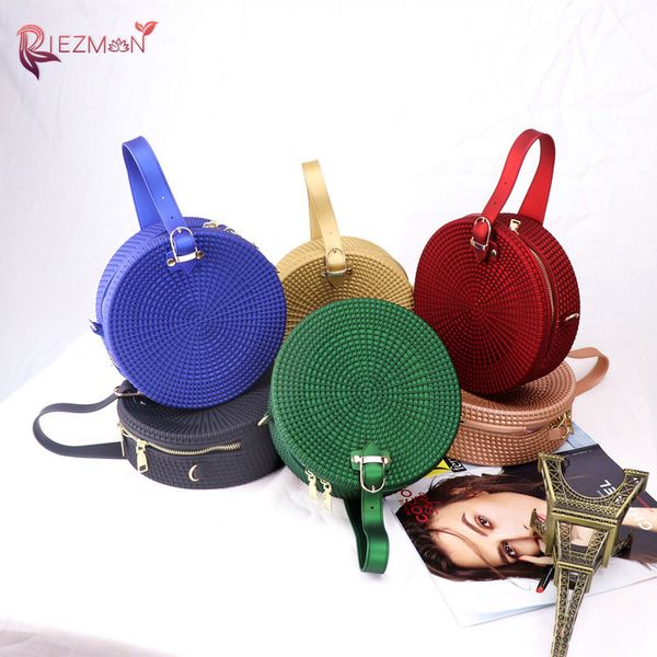 

riezman woven round women handbags frosted pvc jelly bags crossbody bags for woman fashion simple shoulder messenger bag ladies