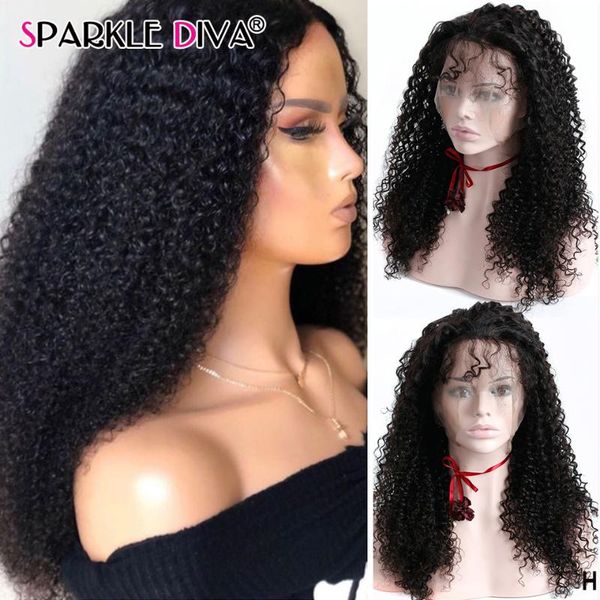 

malysian kinky curly human hair wigs pre plucked 13x4 lace front wig 150 180 density remy lace front human hair wigs for women, Black;brown