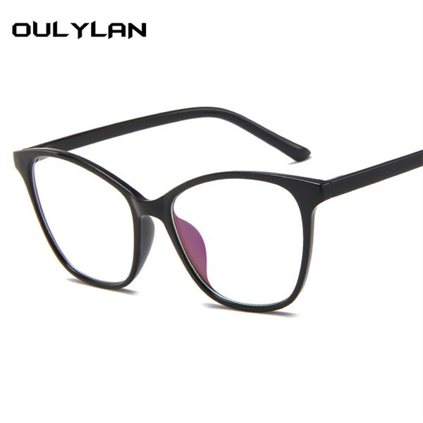 

oulylan cat eye glasses frame women vintage optical spectacle men fake glasses clear lens eyeglasses frame fashion female oculos, Black