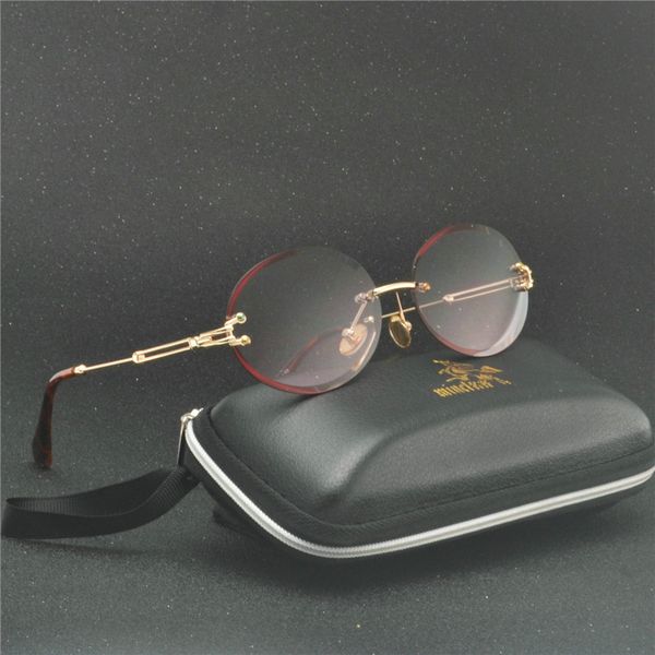 

2018 new round sunglasses oval frameless trimming sunglasses personality women men marine color glasses with box fml, White;black