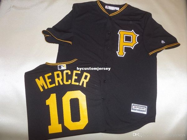 

custom majestic pittsburgh #10 jordy mercer baseball cool base jersey black mens stitched jerseys big and tall size xs-6xl for sale, Black;blue