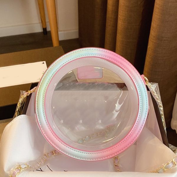 

crossbody bags transparent designer jelly bag wallet fashion clear round pvc material patchwork color chain bags ing