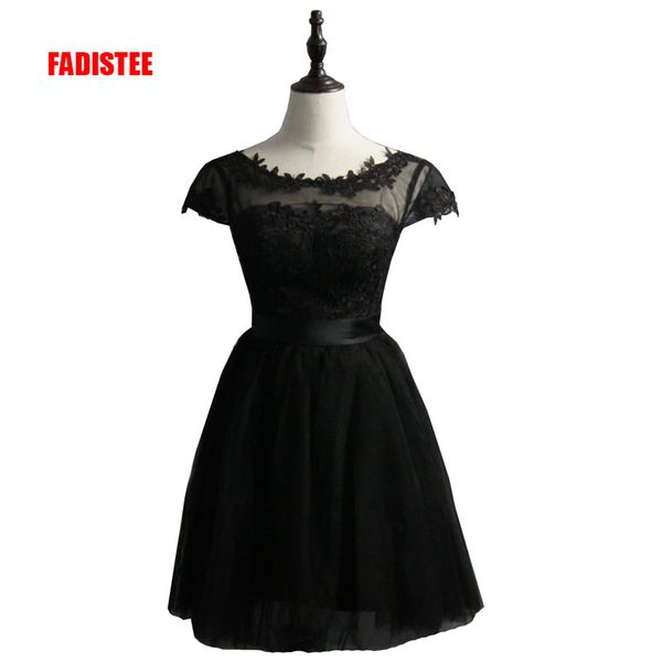 

новое поступление элегантное вечернее платье коктейльные платья vestido де феста атласная a-line тюль с короткими кружевными платьями, Black