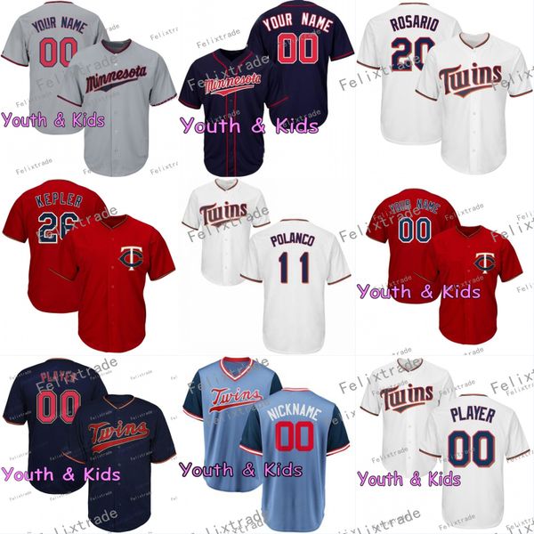 

youth jorge polanco minnesota eddie rosario twins jersey c.j. cron max kepler jonathan schoop byron buxton miguel sano jose berrios mauer, Blue;black