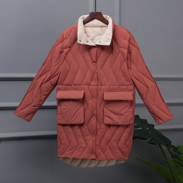 

2019 women solid ultra light down jackets autumn winter thin white duck down jacket parka ladies midi long outerwear coat ab1546, Black