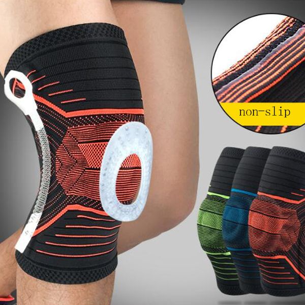 

elastic knee support bracket kneecap adjustable patella knee pad basketball safety shoulder strap protective tape joelheira, Black;gray