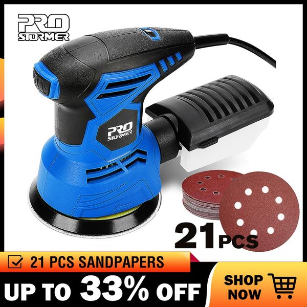 

prostormer 300w sander machine 7 variable speed 13000rpm random orbital sander polisher 21pcs sandpapers strong dust collection