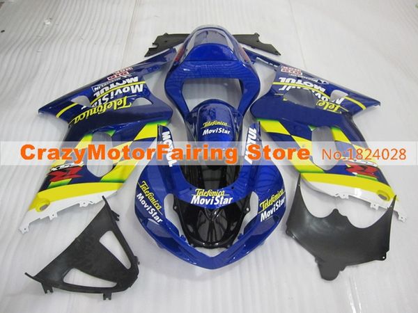 

высокое качество новый abs мотоцикл обтекатели комплекты подходят для suzuki gsxr600 750 600 k1 2001 2002 2003 01 02 03 кузова на заказ сини