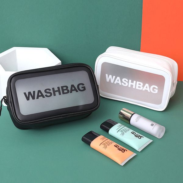 

waterproof toiletry pu bags leather travel cosmetic bag organizer women makeup bag beauty storage bags, Black