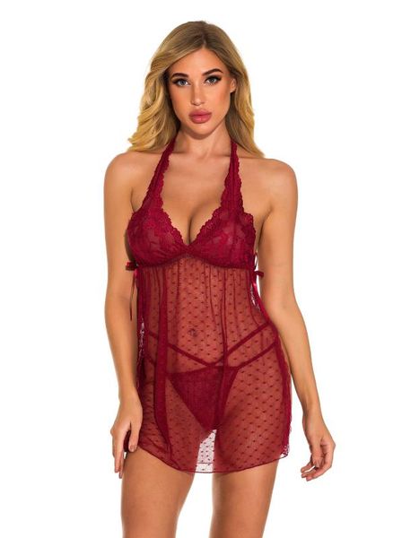 

women's lace lingerie set see through nude babydoll backless mesh nighties, Black;white