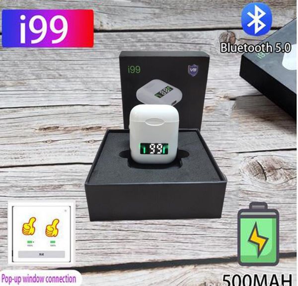 

ed digital display 5.0 bluetooth headphone i99 tws wireless earbuds stereo support pop-up window wireless charging headse
