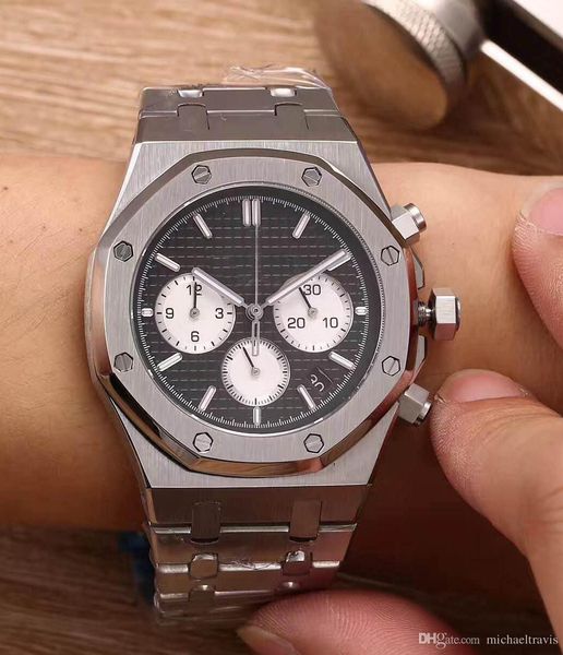 

2020 new fashion watch men 42mm small dial work 6 pointer quartz stainless steel watch tick watches 145, Slivery;brown