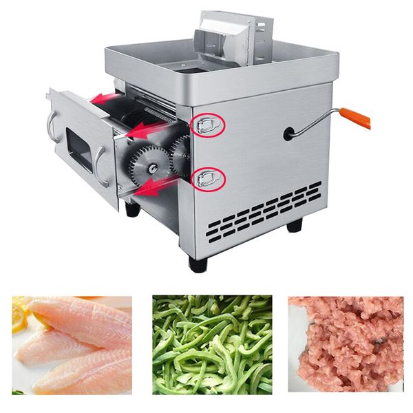 850W Desktop Elettrico Manuale A Doppio Uso Macchina per Tagliare La Carne Lama Estraibile Shred Slicer Macchina per Tagliare a Dadini Macchina per Affettatrice per Carne Commerciale