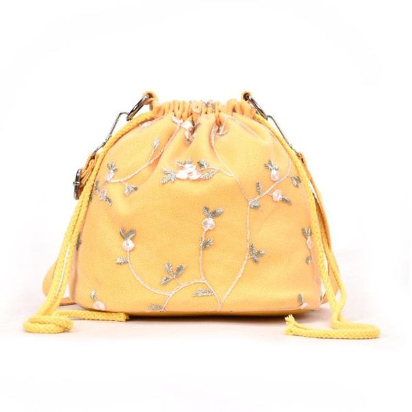 

new canvas bucket bag shoulder messenger bag lace flower handbag phone