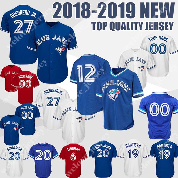 

custom 27 Vladimir Guerrero Jr. Toronto Blue 12 Roberto Alomar Jays 20 Josh Donaldson 6 Marcus Stroman Men baseball base jerseys