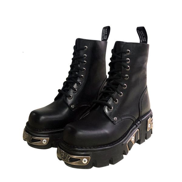 

boots woman autumn short england wind thick bottom locomotive boots short handsome, Black