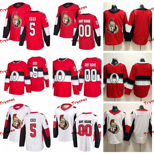 

2019 ottawa senators cody ceci stitched jerseys customize 100th classic shirts home red #5 cody ceci hockey jerseys s-xxxl, Black;red