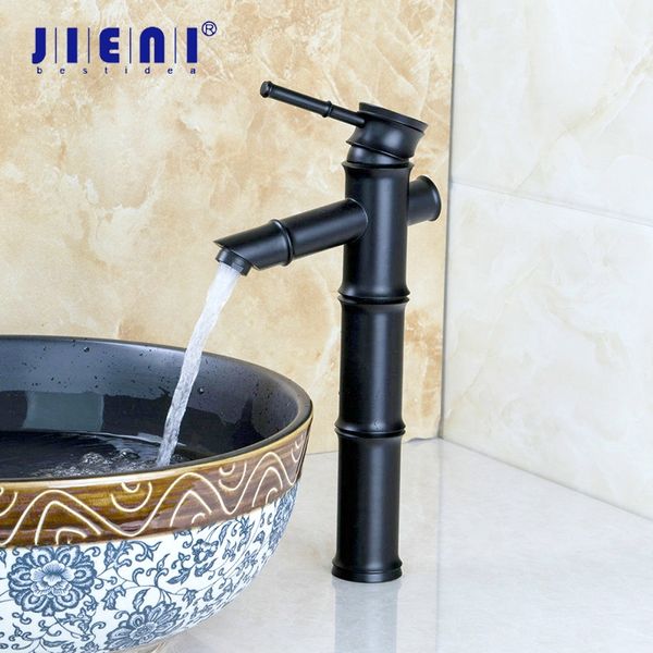 

jieni oil rubbed black bronze bamboo kitchen sink faucet solid brass black bathroom basin mixer tap counter faucet