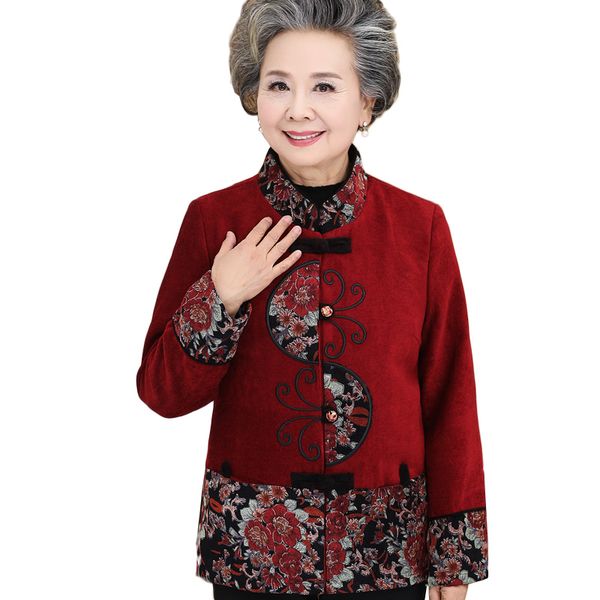 

new middle-age women plus size -4xl coat spring autumn jacket woolen long embroidered flowers coats jacket elegant nw1217, Black;brown