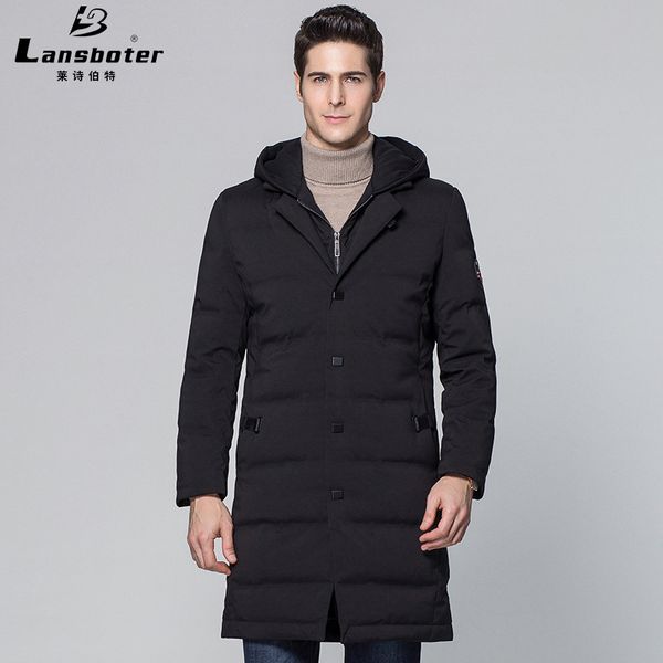 

simple european style winter new style hooded down jacket men's mid-length thick warm youth men's down jacket coat, Black