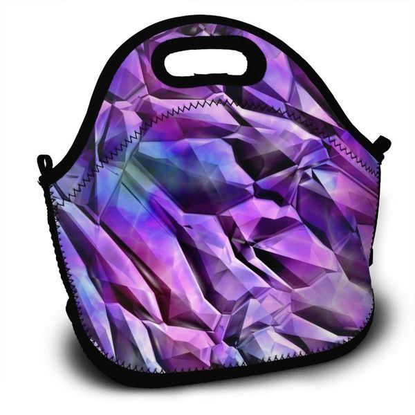 

picnic lunch bags rainbow shards 3d printing bags for women kids, Blue;pink