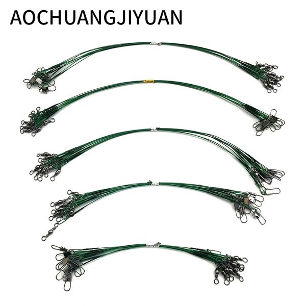 

10 pcs anti-bite leash fishing lead line rope wire leading line swivel stainless steel rolling swivels12cm 15cm 28 cm