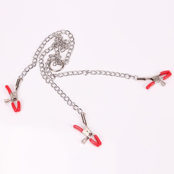 

g three point chain clitoris nipple lips clitoris metal breast clips clamps game clip iron toys female c18112701 fnjnm
