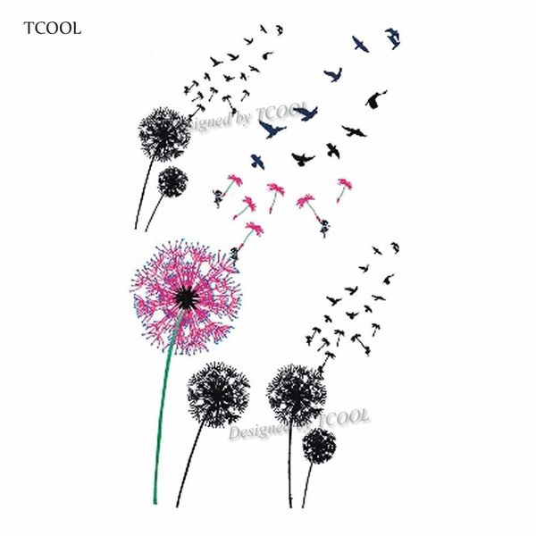 Acheter Tcool Pissenlit Autocollant De Tatouage Temporaire Imperméable à La Mode Femmes Hommes Bras Faux Body Art 105x6cm Enfants Tatouages à La