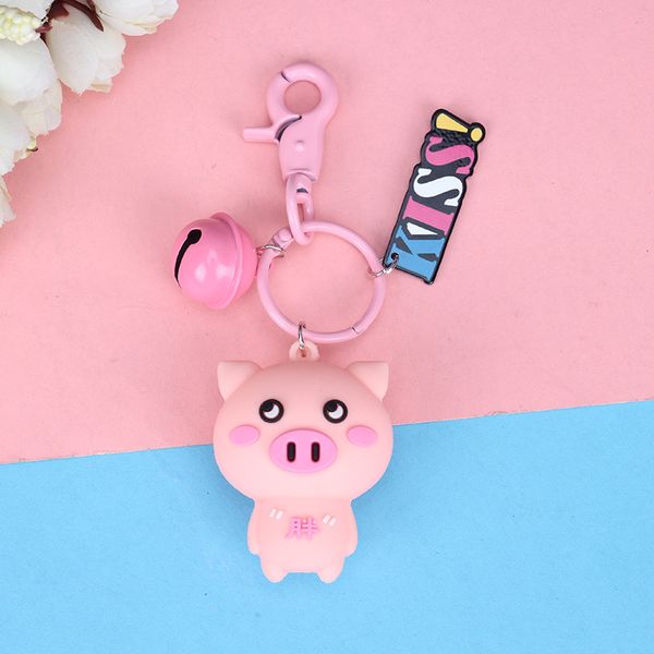 

cute small pig key chain cartoon animal pvc pig keychain women key chain or girl keyring bag charm pendant, Silver