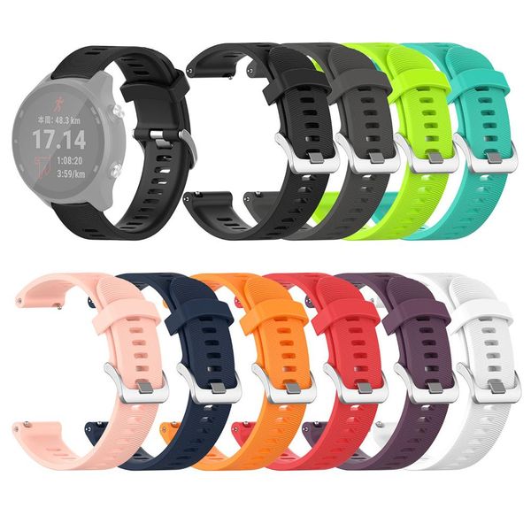 

watch strap sports soft silicone replacement watch band strap for garmin forerunner 245 245mm replacement wrist band q60, Black;brown