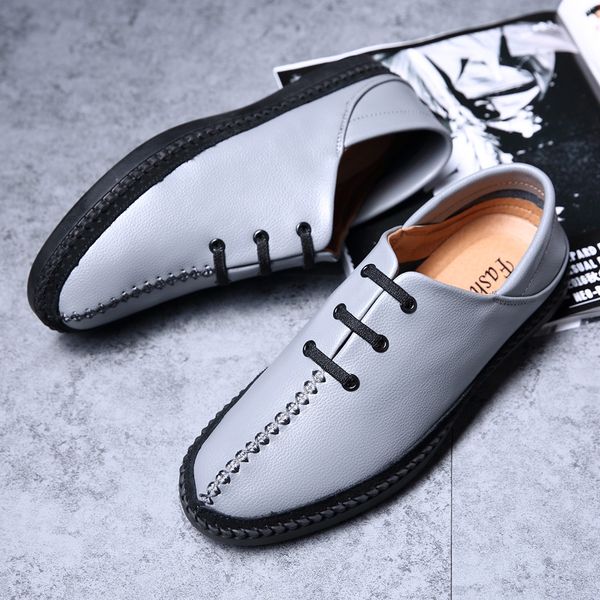 

vogue men loafers shoes light trend genuine leather shoes man fashion sneakers non-slip soft bottom driving, Black