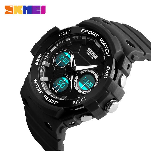 

skmei мода спортивные часы мужчины chrono военные часы 5бар водонепроницаемый цифровой двойной дисплей наручные часы relogio 1247 мужчина дл, Slivery;brown