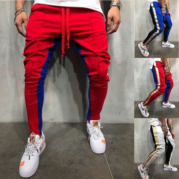 

zogaa new 5 colors fashion mens long sweatpants colorblock hip hop fitness foot zipper stitching trousers oversized size m-xxxl, Black