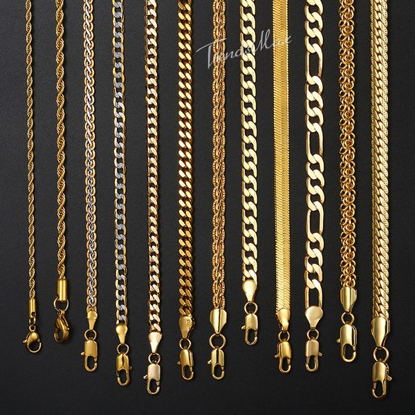 

necklace for women men gold filled figaro rope snake cuban link chain mens womens fashion jewelry hip hop 18-24" gnn2, Silver