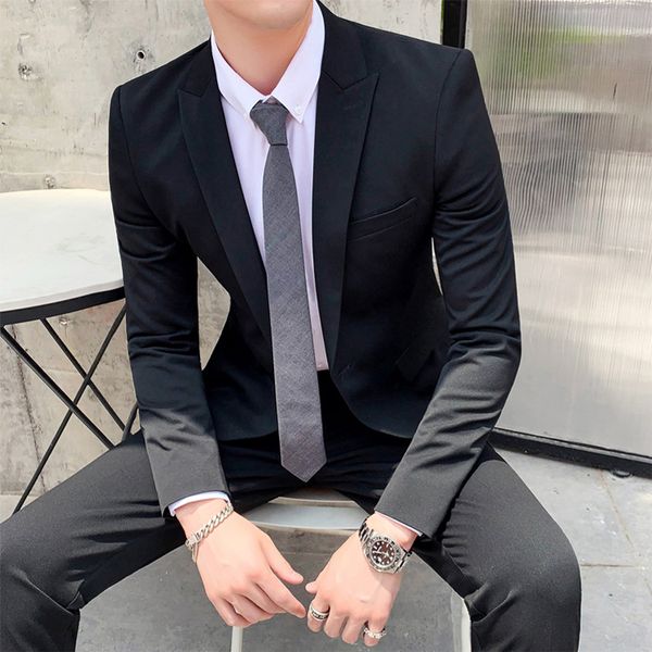 

summer thin business men's suit slim formal dress work business dress graduation suit wedding, White;black