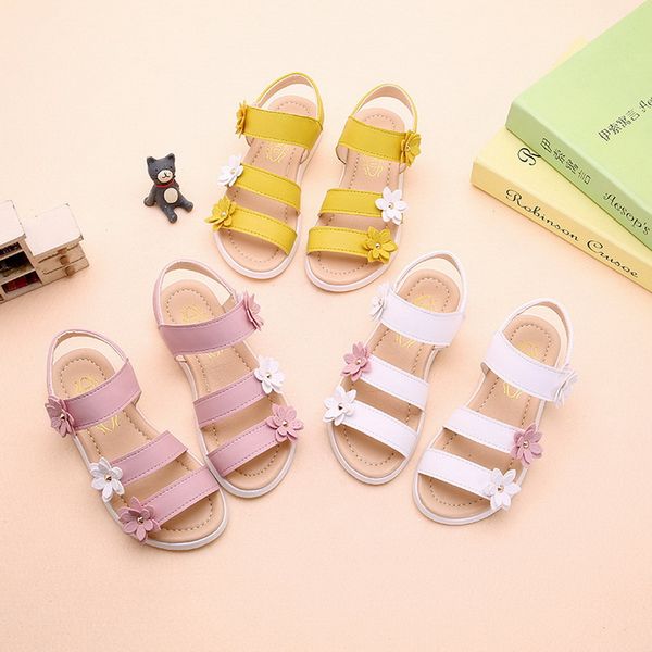 

toddler girl's flower open toe strap sandals summer flat princess shoes, Black;red