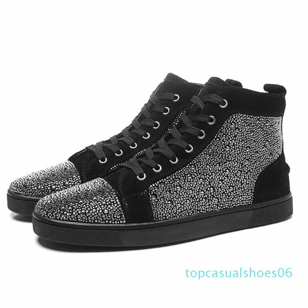 

designer fashion red bottoms shoes studded spikes flats rivet sneakers for men women party lovers casual sneakers 06t, Black