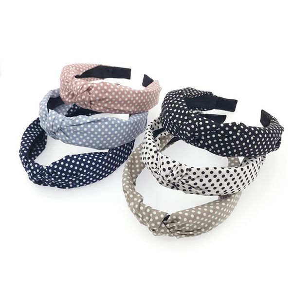 

dots knot hairbands hair hoop headband for women lady party retro head band girls headdress wrap hair accessories