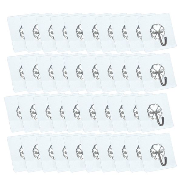 

25# 40pcs strong transparent hooks suction cup self adhesive hanger waterproof adhesive heavy load rack for kitchen bathroom