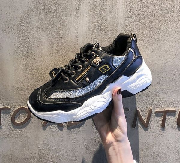

fashion women shoes casual dad chunky sneakers luxury shoes women designer basket vulcanized, Black