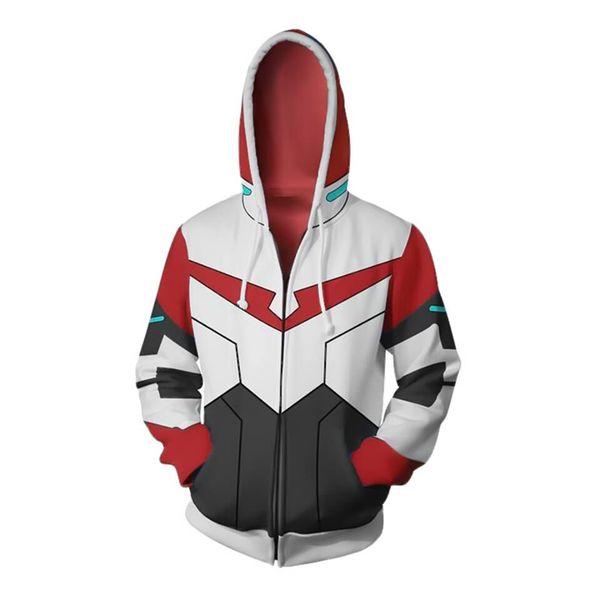 

2019 new autumn winter 3d print voltron legendary defender cosplay zip up hoodie jacket clothing, Black