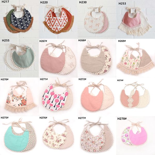 

ins cartoon floral geometry animal print bibs infant bandana burp cloths baby girls boys cotton double layer tassel bib 38 styles c5790