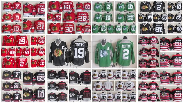 

chicago blackhawks jersey marian hossa 88 patrick kane chris chelios jonathan toews denis savard red vintage ccm men stitched hockey jerseys, Black;red