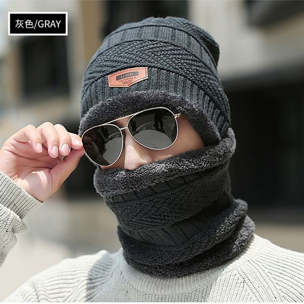 

thick 2 pieces scarf hat winter warm comfortable knitted scarf hat sets, Blue;gray