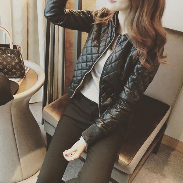 

kmetram leather jacket autumn winter jacket women clothes 2019 korean parka women short coat female jackets jaqueta de couro my, Black