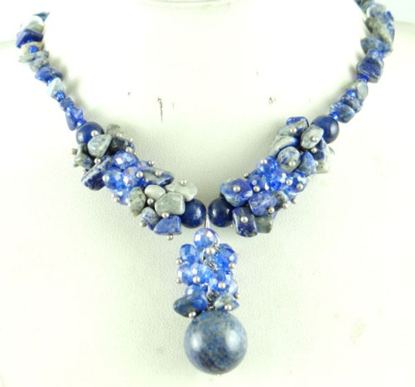 

natural stone quartz crystal turquoises lapis tiger eye irregular beaded pendant for diy jewelry making necklace accessories a9, Silver