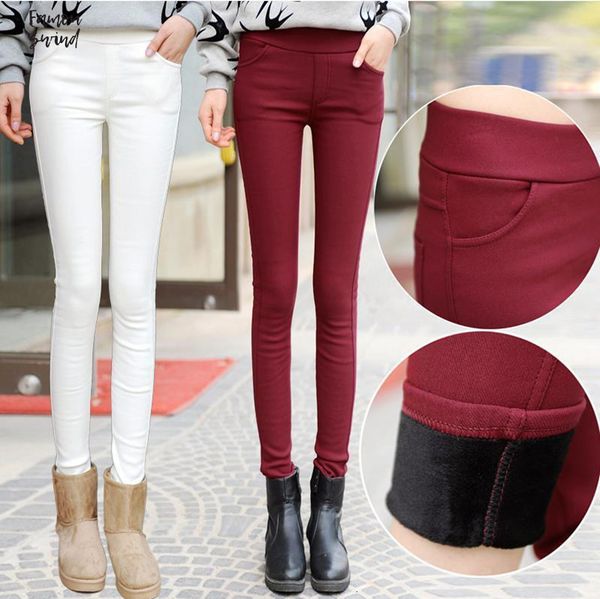 

женщины поножи high весна талии velvet женские брюки черные брюки-футляр 2019 осень сгущаться теплый карандаш брюки 4xl, Black